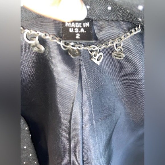 Bebe black with white polka dots belted jacket - Picture 7 of 8